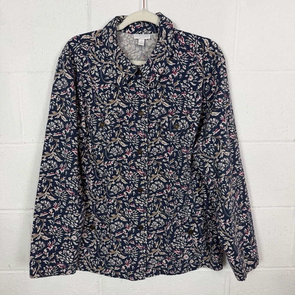 Charter Club Woman Button Up Floral Jacket Stretch Twill Office Casual Mature 2X